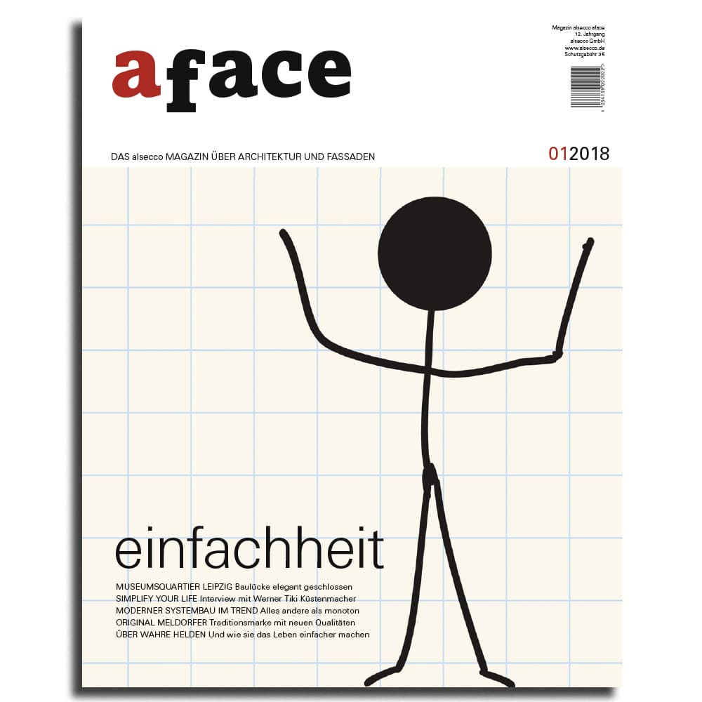 Titelseite: aface — das alsecco-Magazin über Architektur und Fassaden
